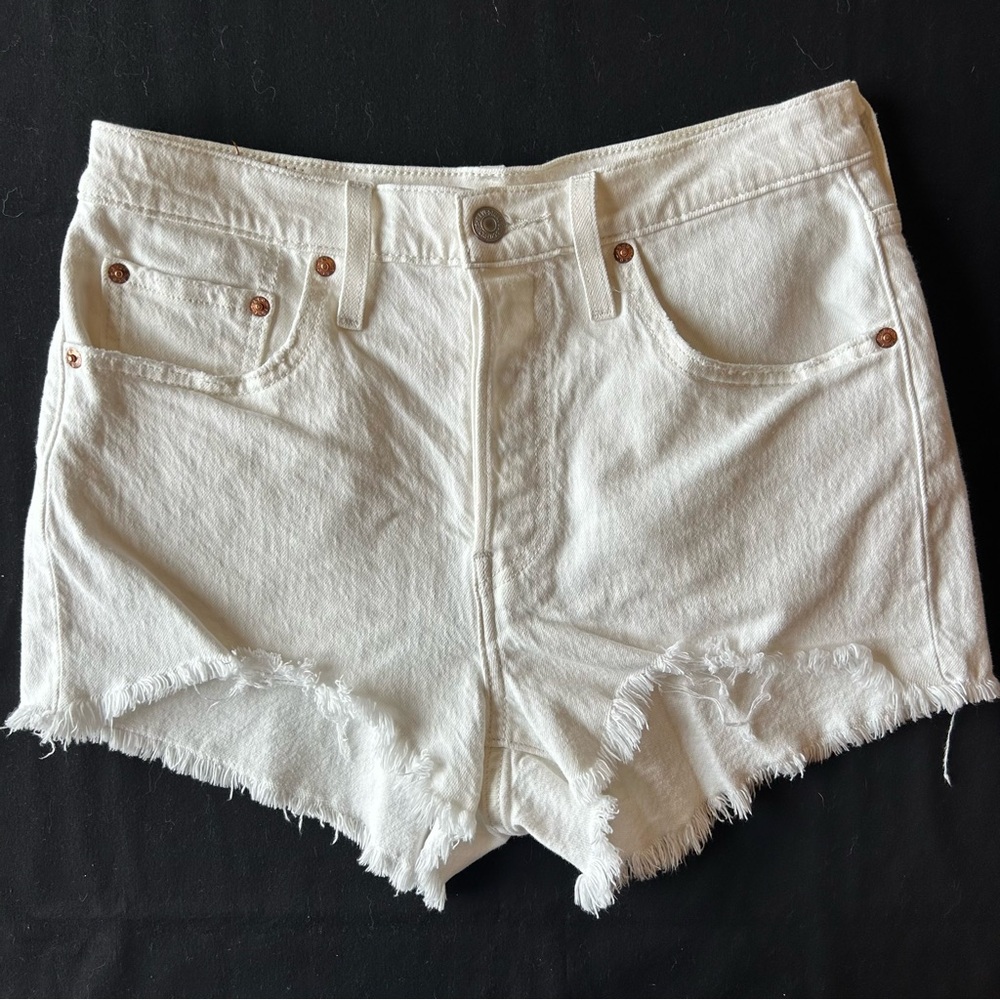 Levi's White Distressed Jean Shorts